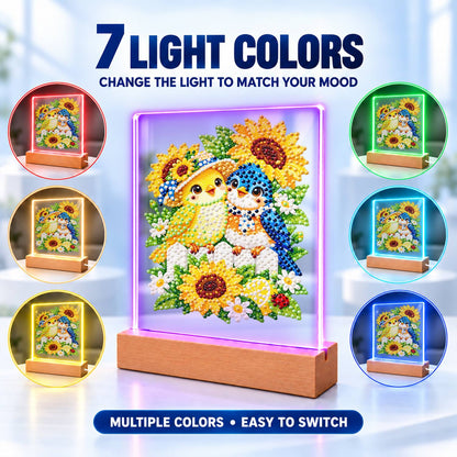 Songbird Friends in Sunflowers (Light-Up Pearl Painting)