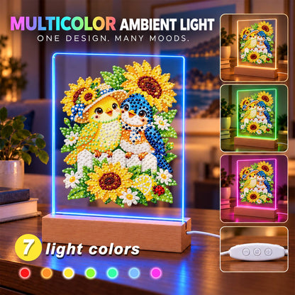 Songbird Friends in Sunflowers (Light-Up Pearl Painting)