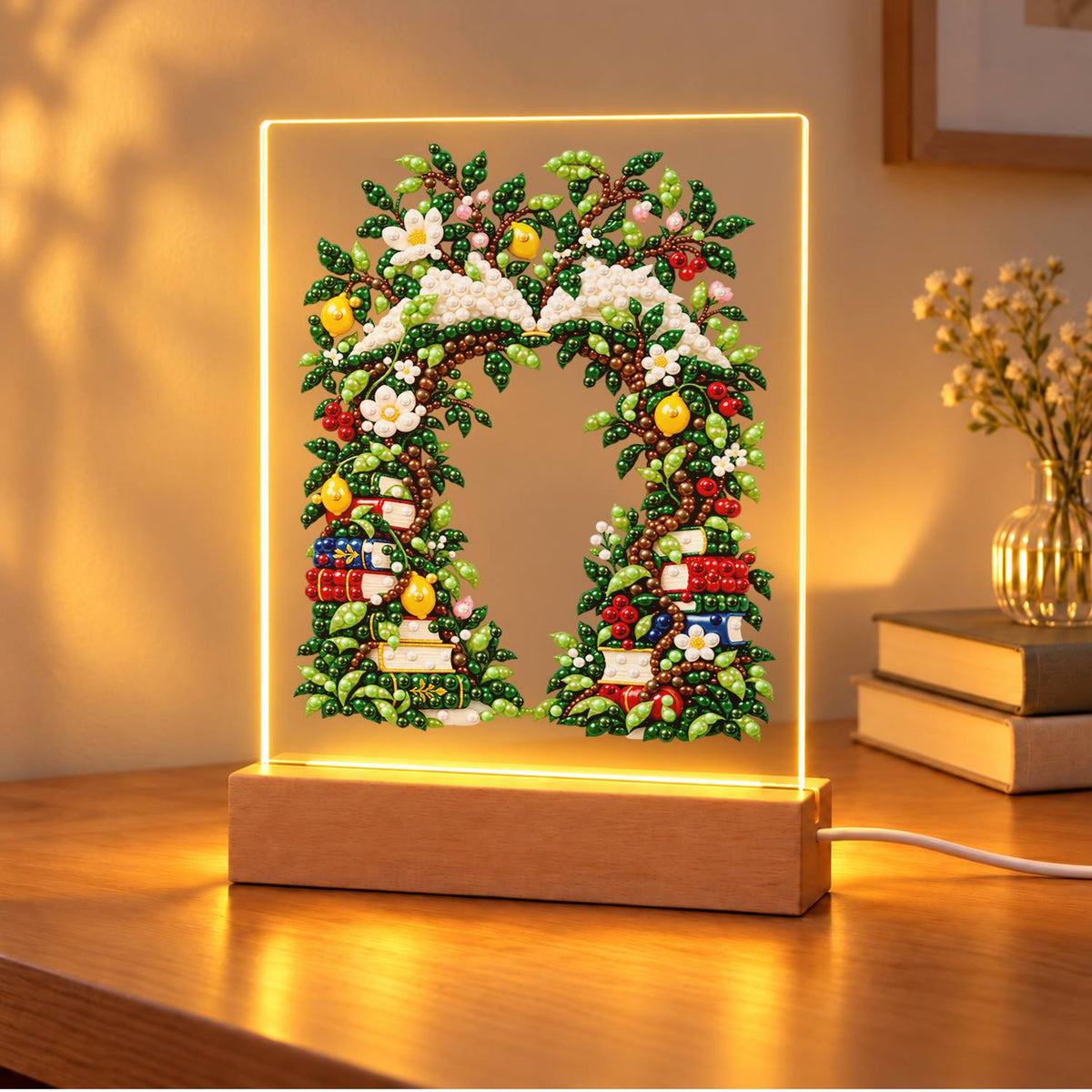 Book-Lined Garden Archway (Light-Up Pearl Painting)