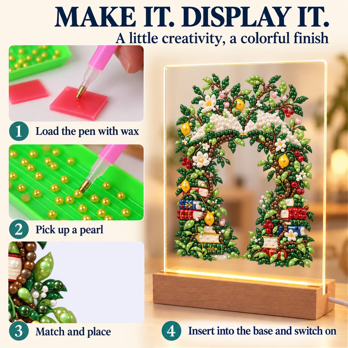 Book-Lined Garden Archway (Light-Up Pearl Painting)
