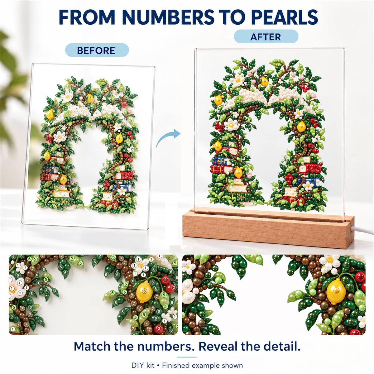 Book-Lined Garden Archway (Light-Up Pearl Painting)