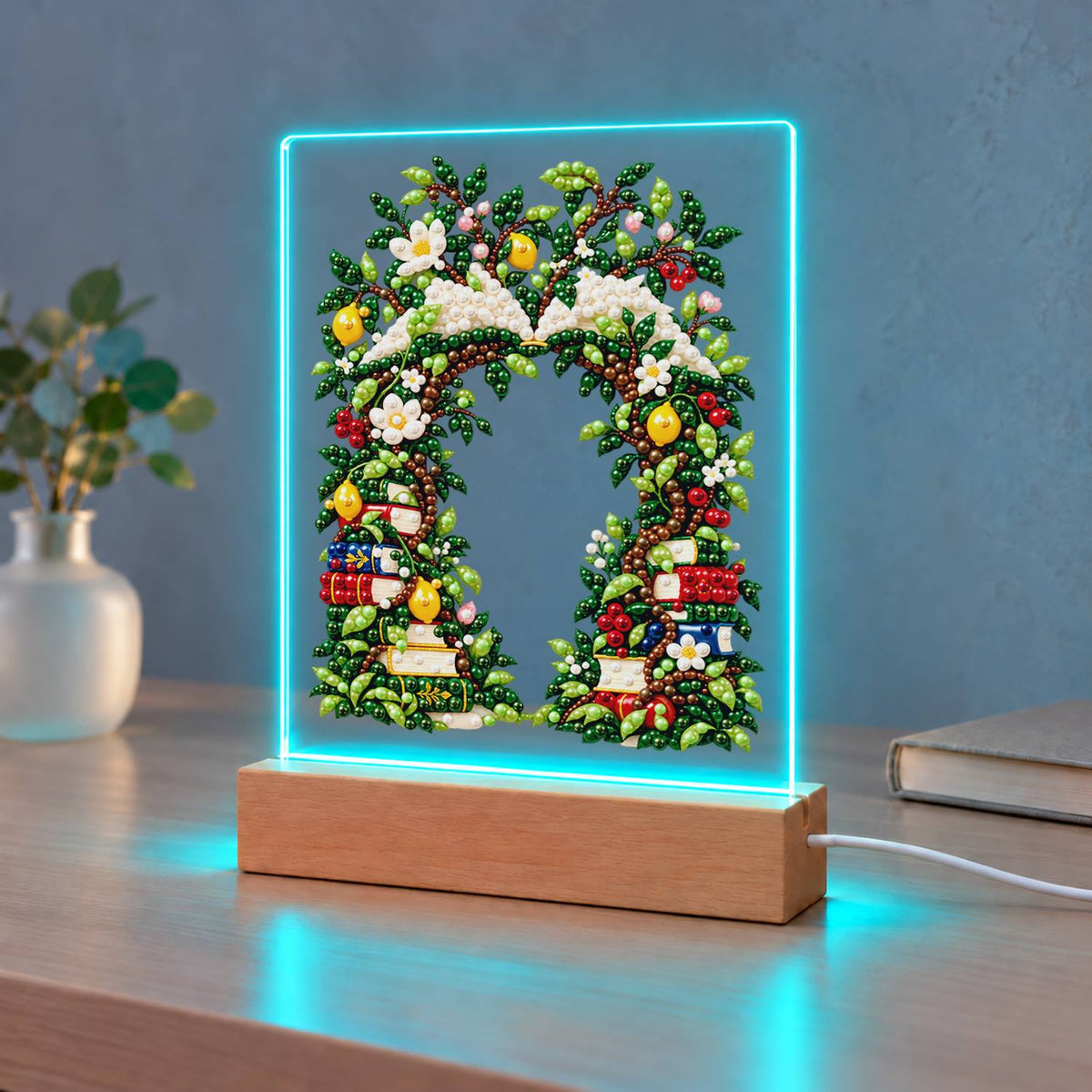 Book-Lined Garden Archway (Light-Up Pearl Painting)