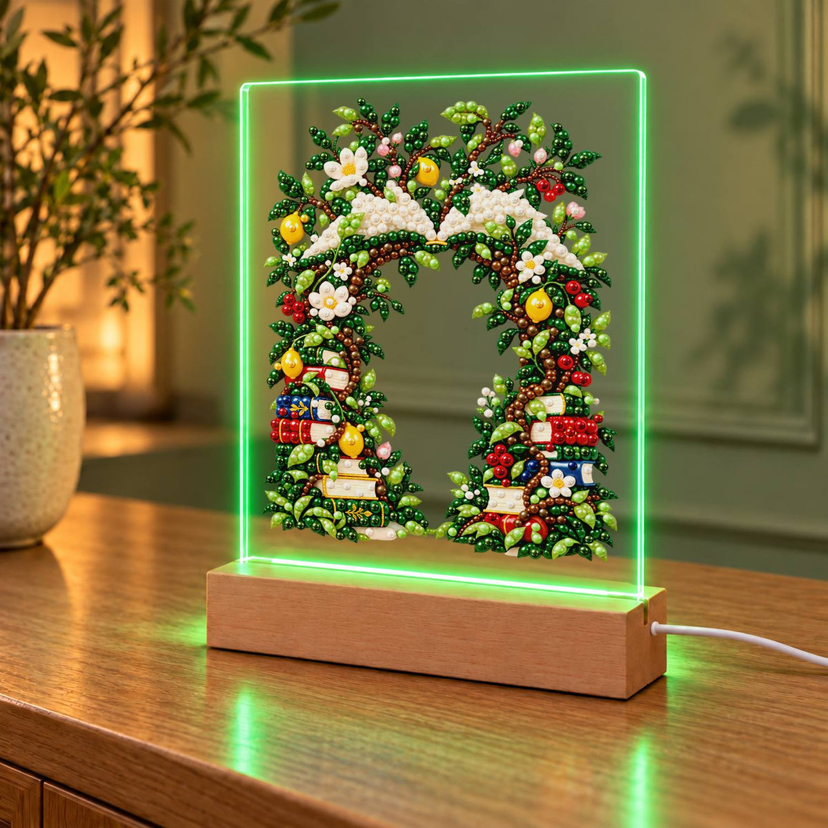 Book-Lined Garden Archway (Light-Up Pearl Painting)