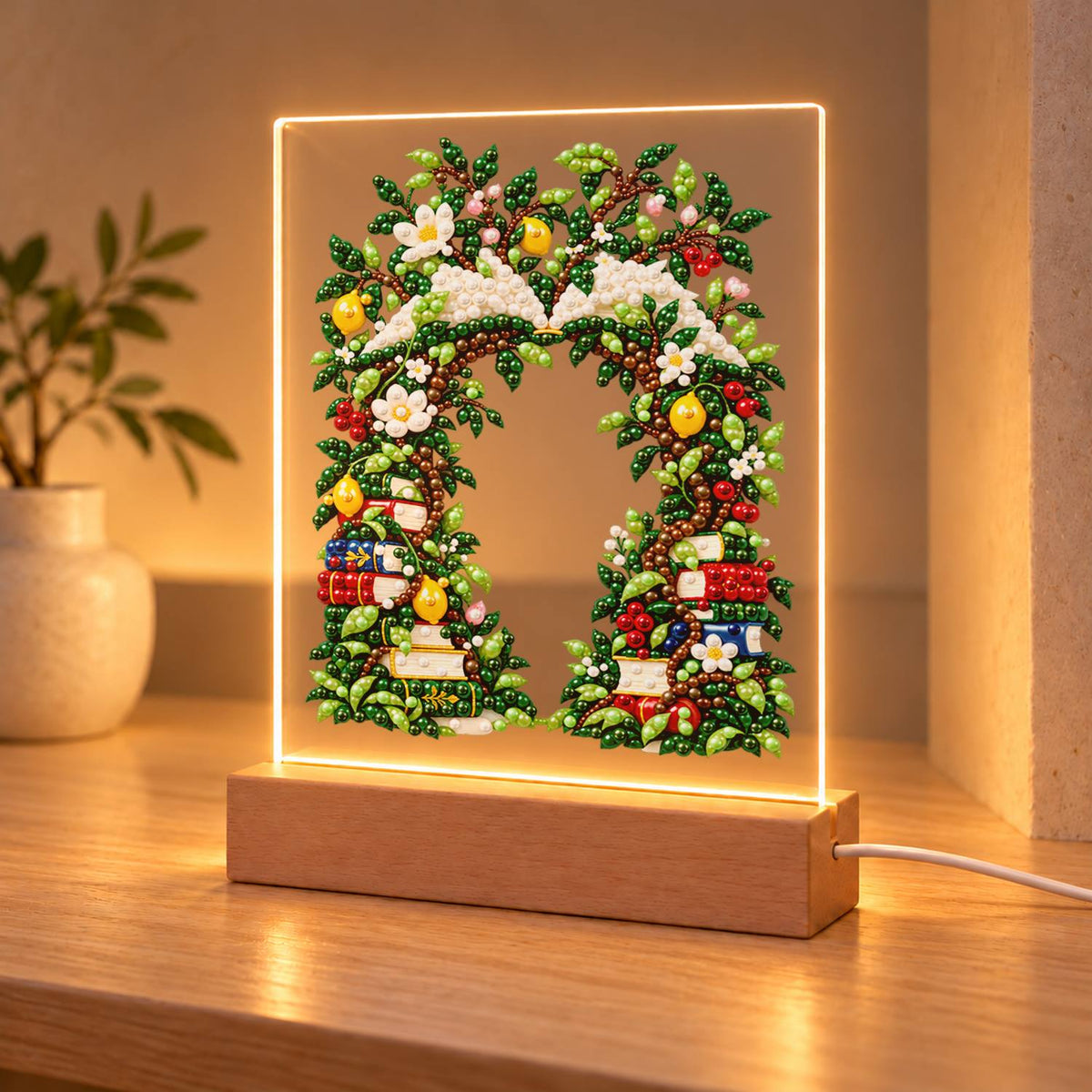 Book-Lined Garden Archway (Light-Up Pearl Painting)
