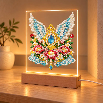 Winged Sapphire and Pink Roses (Light-Up Pearl Painting)