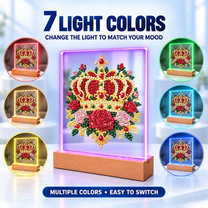 Royal Crown in Red Roses (Light-Up Pearl Painting)