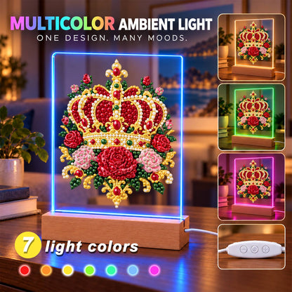 Royal Crown in Red Roses (Light-Up Pearl Painting)