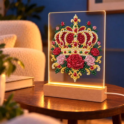 Royal Crown in Red Roses (Light-Up Pearl Painting)