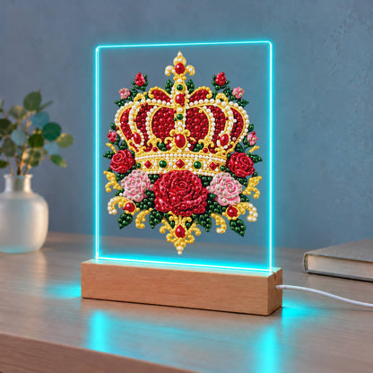 Royal Crown in Red Roses (Light-Up Pearl Painting)