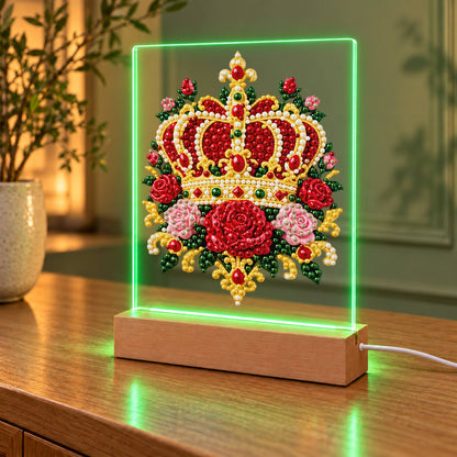 Royal Crown in Red Roses (Light-Up Pearl Painting)