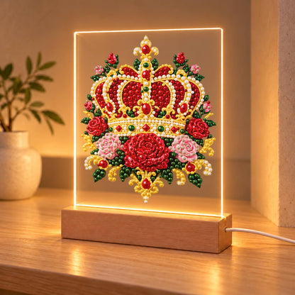 Royal Crown in Red Roses (Light-Up Pearl Painting)