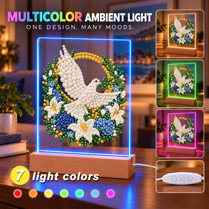 Dove in a Blue Rose Wreath (Light-Up Pearl Painting)