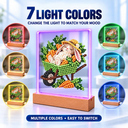 Sleepy Bunny in a Carrot Cart (Light-Up Pearl Painting)