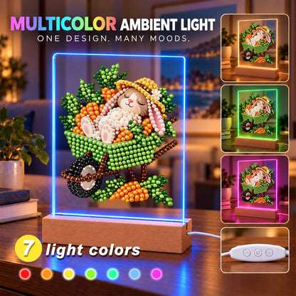 Sleepy Bunny in a Carrot Cart (Light-Up Pearl Painting)