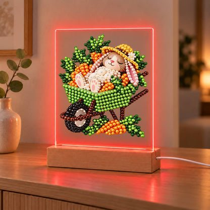 Sleepy Bunny in a Carrot Cart (Light-Up Pearl Painting)