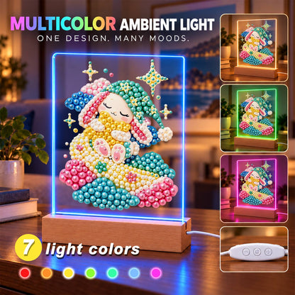 Dozing Bunny on Pastel Clouds (Light-Up Pearl Painting)