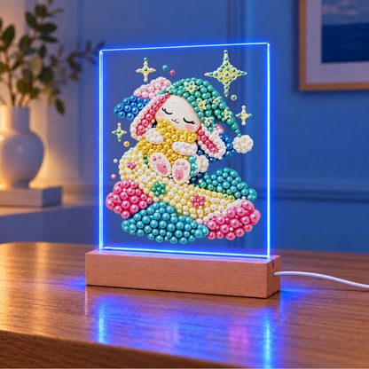 Dozing Bunny on Pastel Clouds (Light-Up Pearl Painting)