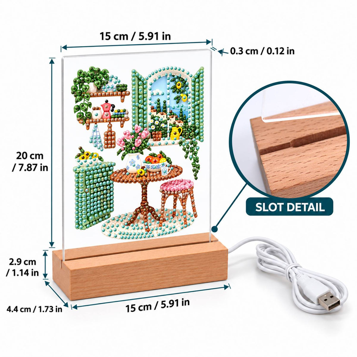 Green-Shuttered Breakfast Nook (Light-Up Pearl Painting)