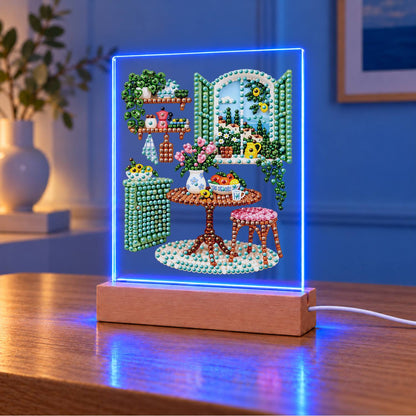 Green-Shuttered Breakfast Nook (Light-Up Pearl Painting)
