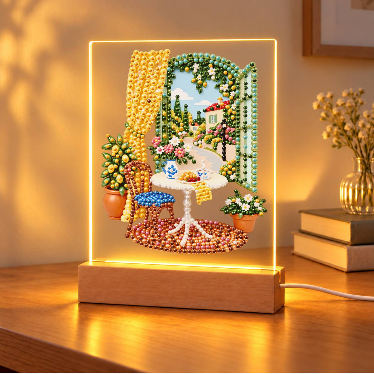 Lemon Tree by a Sunny Window (Light-Up Pearl Painting)