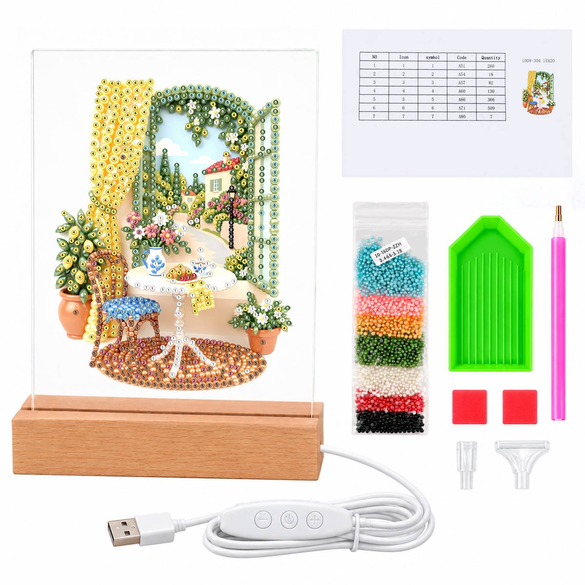 Lemon Tree by a Sunny Window (Light-Up Pearl Painting)