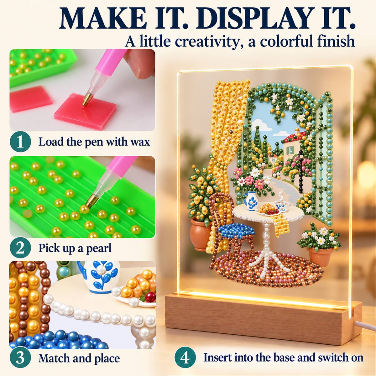 Lemon Tree by a Sunny Window (Light-Up Pearl Painting)