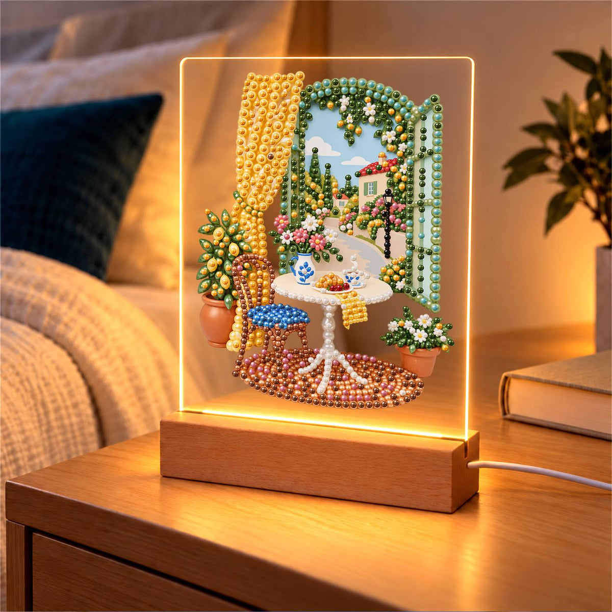 Lemon Tree by a Sunny Window (Light-Up Pearl Painting)
