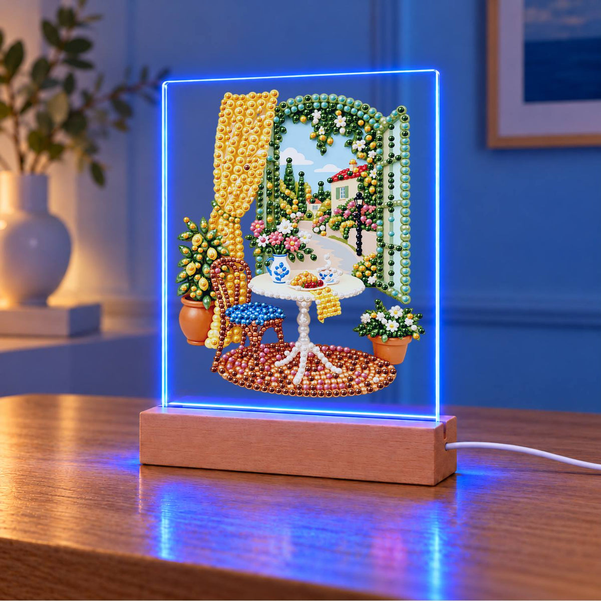 Lemon Tree by a Sunny Window (Light-Up Pearl Painting)
