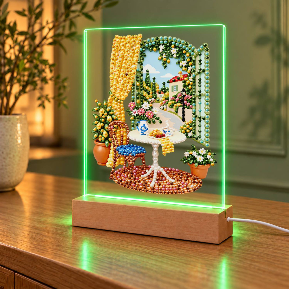 Lemon Tree by a Sunny Window (Light-Up Pearl Painting)