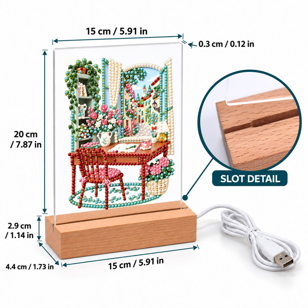 Writing Desk by a Village Window (Light-Up Pearl Painting)