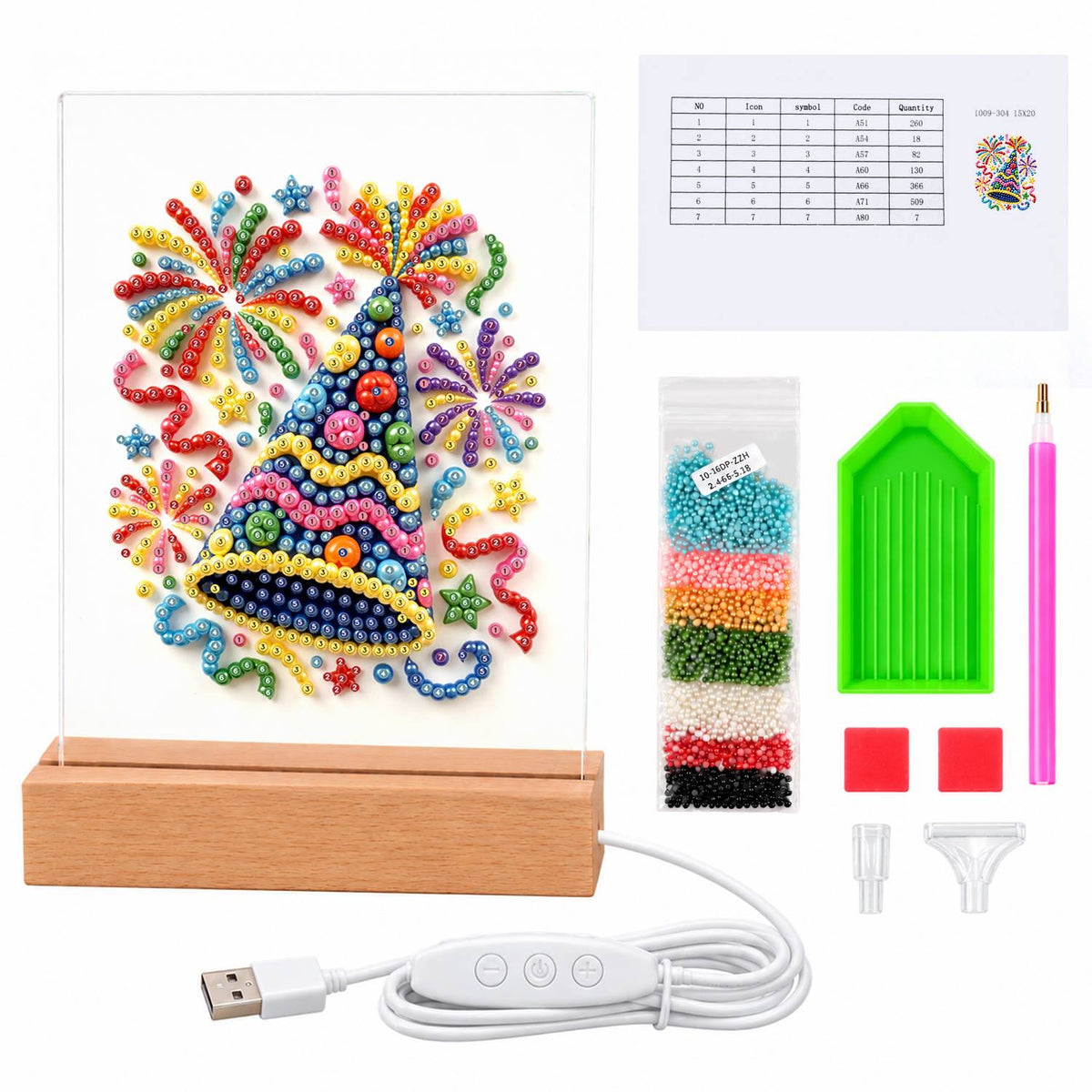 Polka-Dot Party Hat Celebration (Light-Up Pearl Painting)