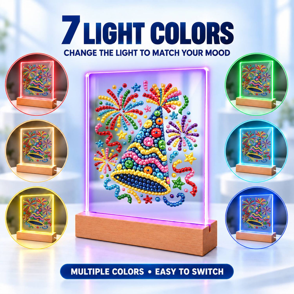 Polka-Dot Party Hat Celebration (Light-Up Pearl Painting)