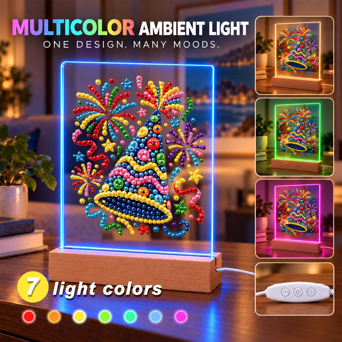 Polka-Dot Party Hat Celebration (Light-Up Pearl Painting)