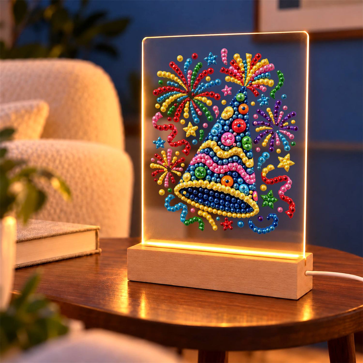 Polka-Dot Party Hat Celebration (Light-Up Pearl Painting)