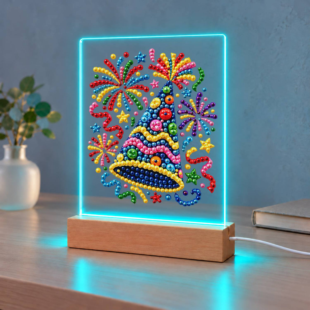 Polka-Dot Party Hat Celebration (Light-Up Pearl Painting)