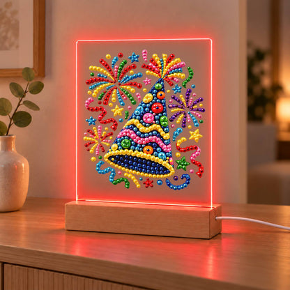 Polka-Dot Party Hat Celebration (Light-Up Pearl Painting)