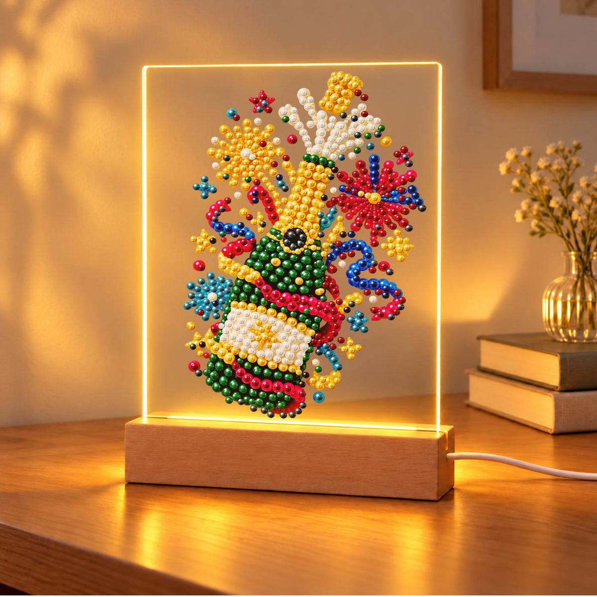 Popping Bubbly and Fireworks (Light-Up Pearl Painting)