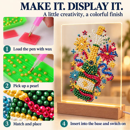 Popping Bubbly and Fireworks (Light-Up Pearl Painting)