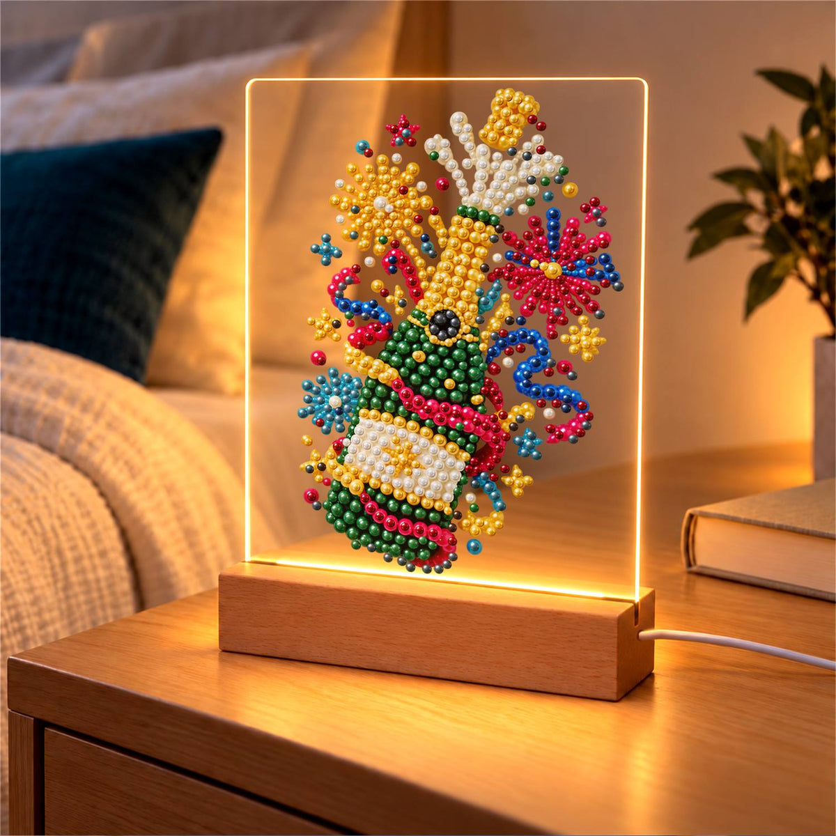 Popping Bubbly and Fireworks (Light-Up Pearl Painting)
