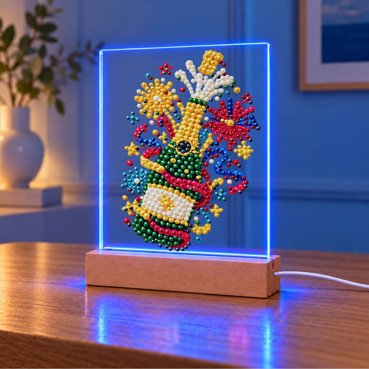 Popping Bubbly and Fireworks (Light-Up Pearl Painting)