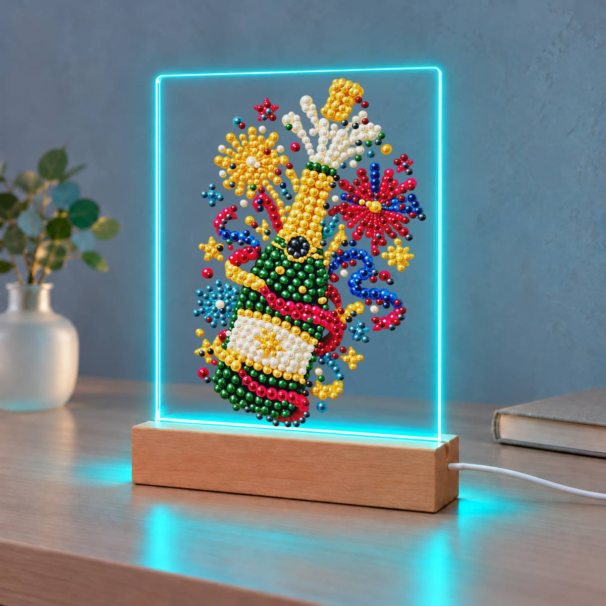 Popping Bubbly and Fireworks (Light-Up Pearl Painting)