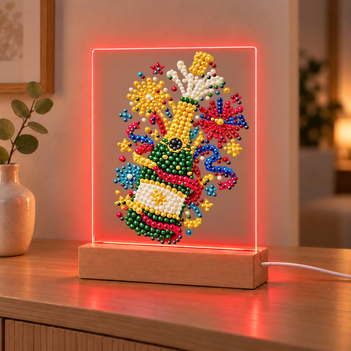 Popping Bubbly and Fireworks (Light-Up Pearl Painting)