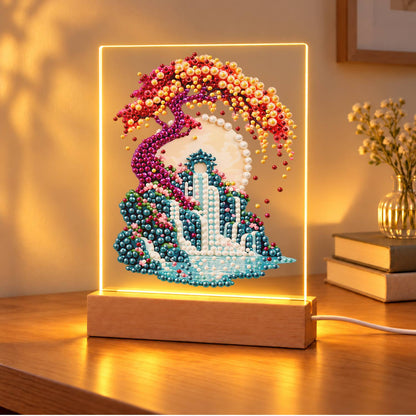 Twisting Tree Over a Waterfall (Light-Up Pearl Painting)