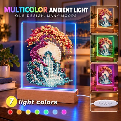 Twisting Tree Over a Waterfall (Light-Up Pearl Painting)