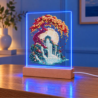 Twisting Tree Over a Waterfall (Light-Up Pearl Painting)