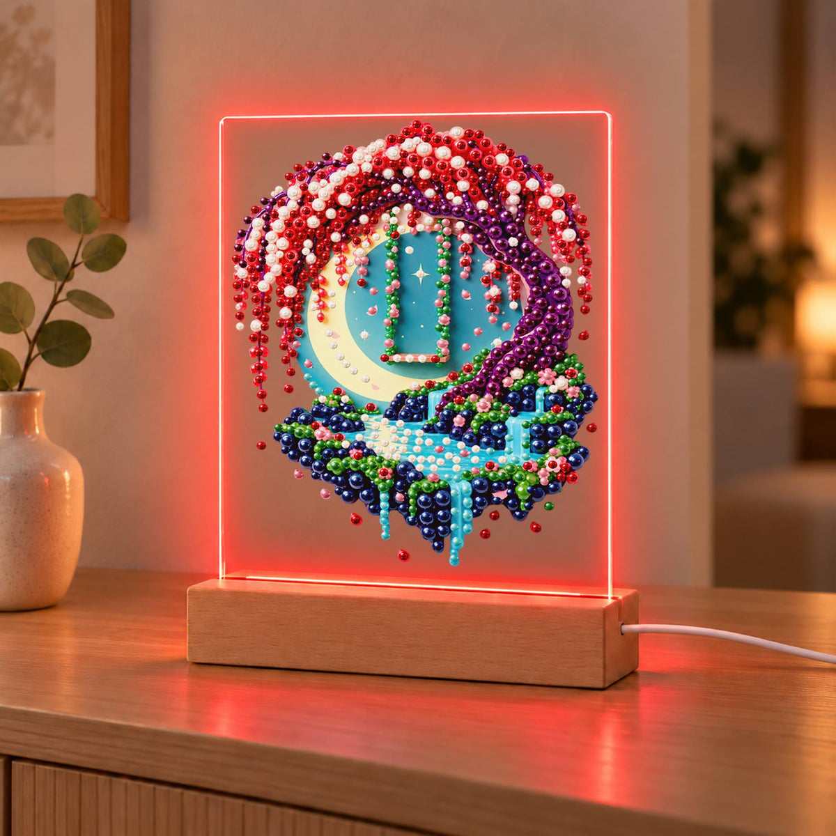 Moon Swing Under Wisteria (Light-Up Pearl Painting)
