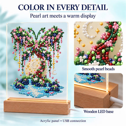 Butterfly Tree on a Moonlit Isle (Light-Up Pearl Painting)