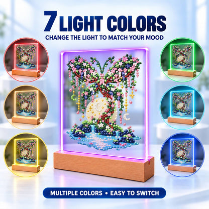 Butterfly Tree on a Moonlit Isle (Light-Up Pearl Painting)