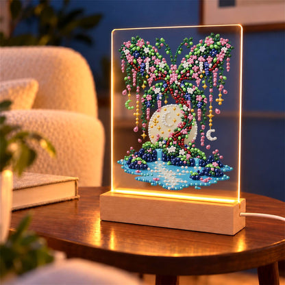 Butterfly Tree on a Moonlit Isle (Light-Up Pearl Painting)