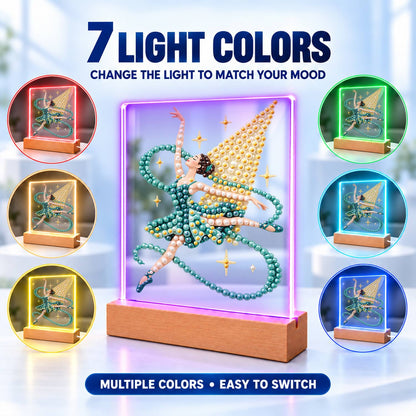 Ballerina in a Teal Ribbon Swirl (Light-Up Pearl Painting)
